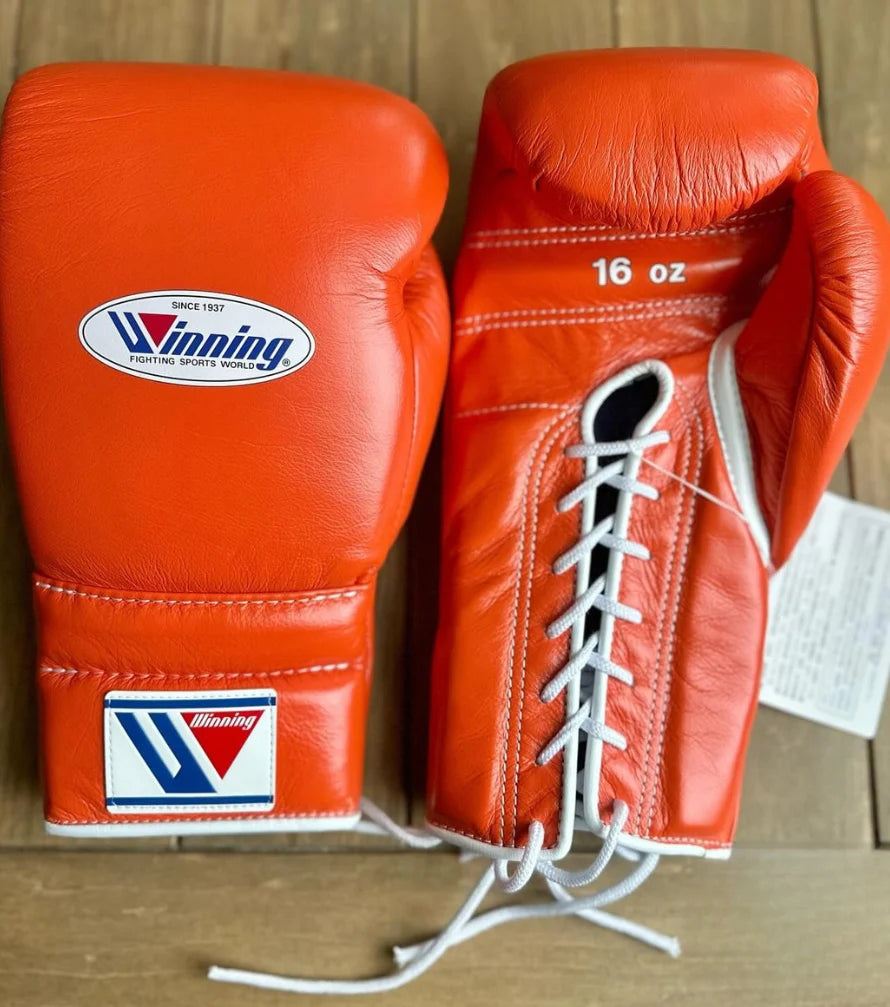 Winning Boxing Gloves Orange Leather Training Gloves for Sparring