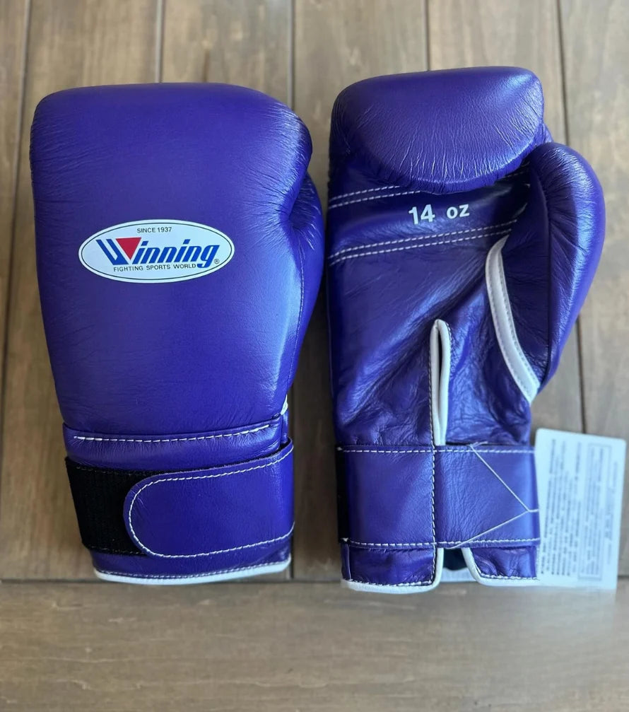 Winning Boxing Gloves Purple Leather Training Gloves for Boxing