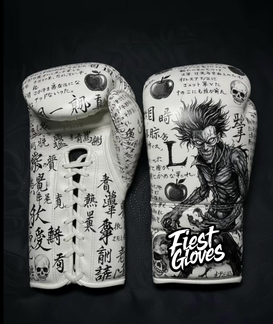 fiest boxing gloves grafitti style white-black professional sparring gear