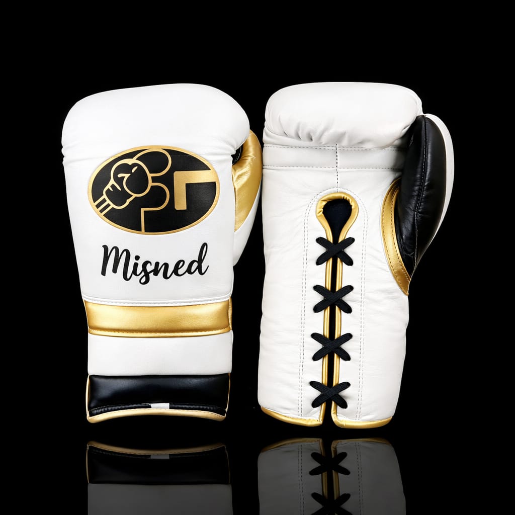 boxing gloves white-gold-black custom design training equipment
