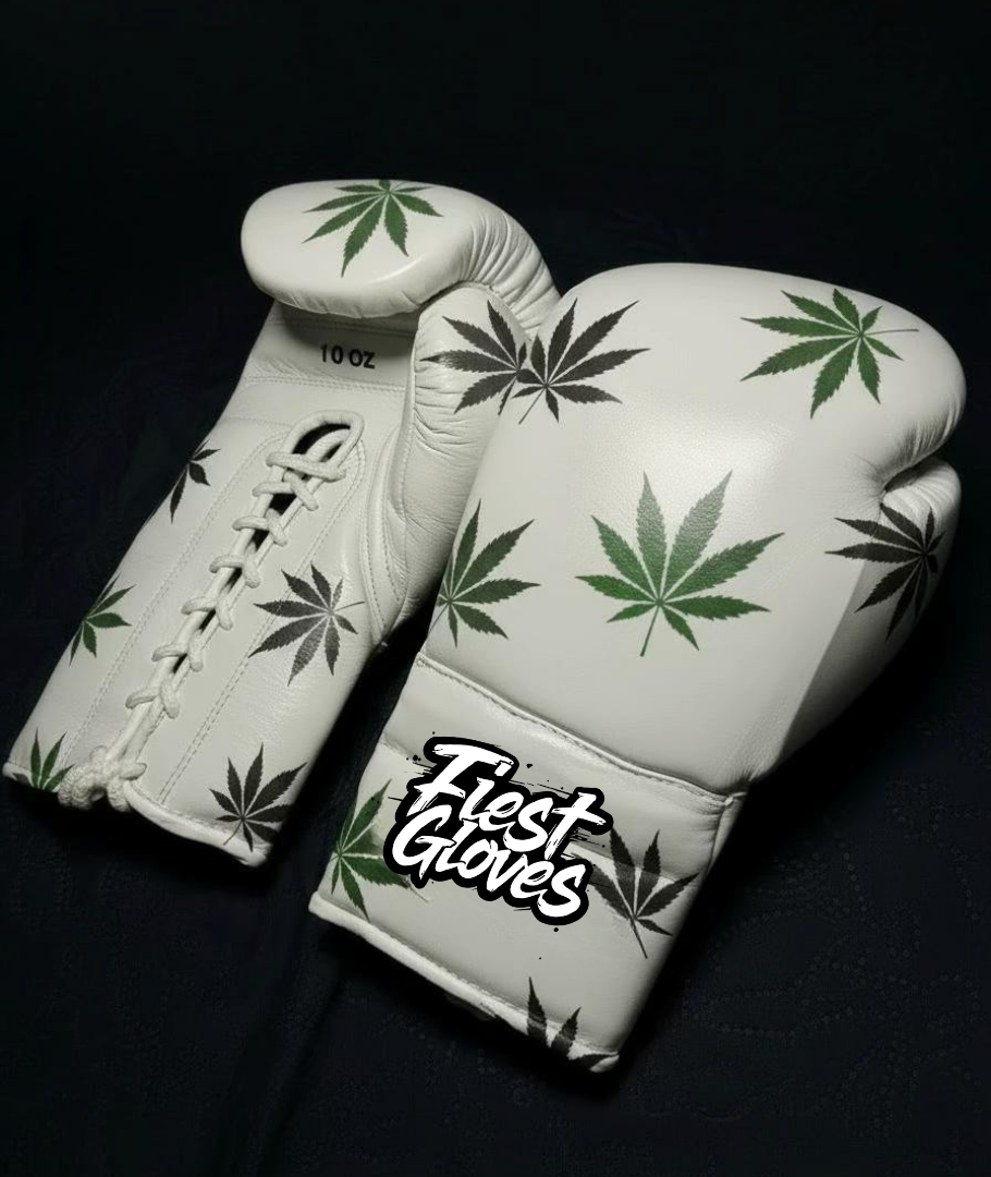 fiest boxing gloves white-green custom design training equipment