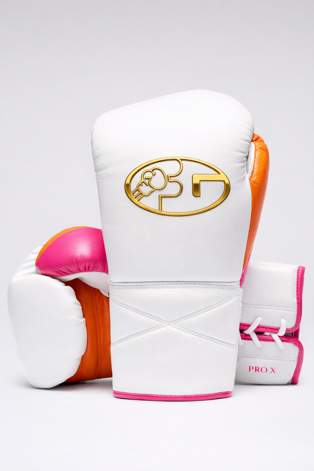 professional fiest boxing gloves white-pink-orange for training and sparring
