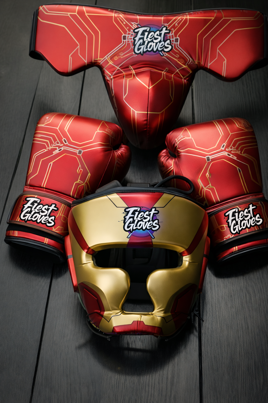 fiest boxing set red/gold full boxing kit premium gear for training and sparring