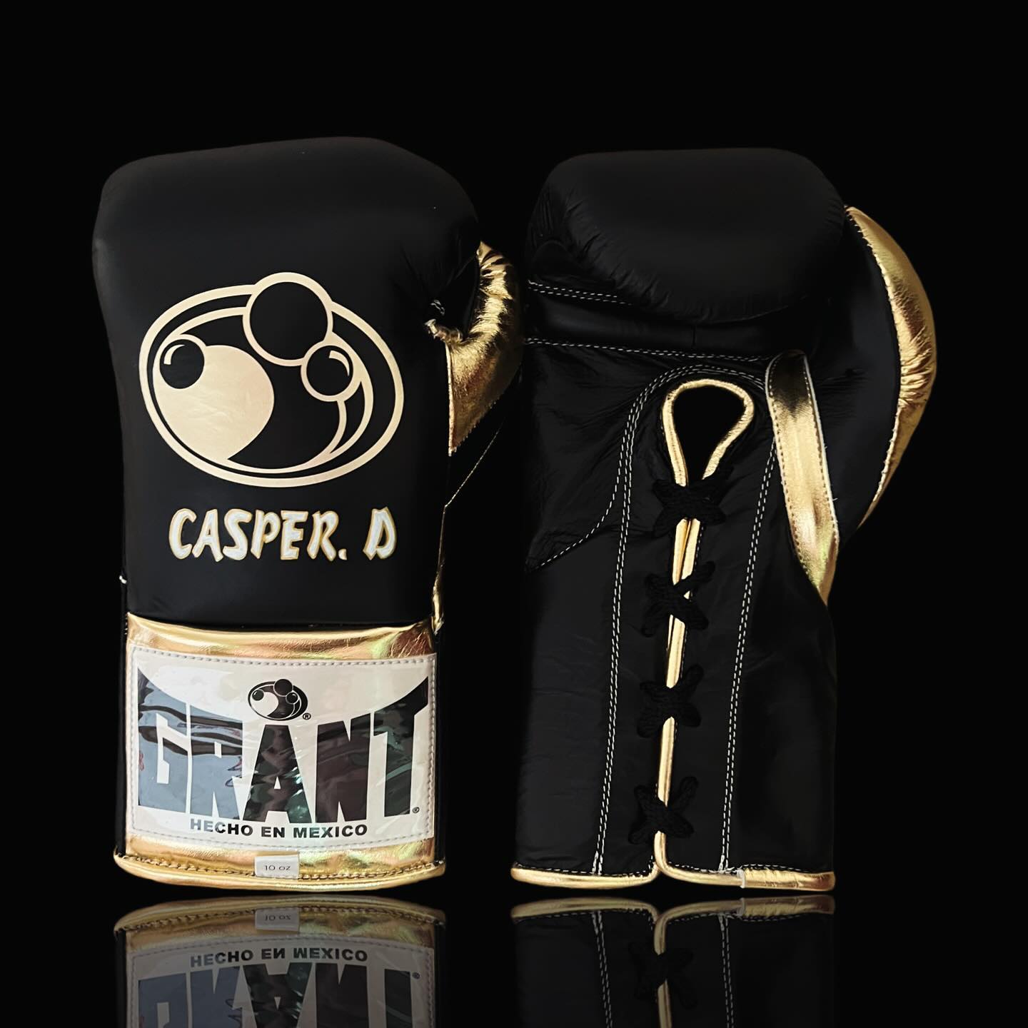 grant boxing gloves black/gold front view premium leather fight gear