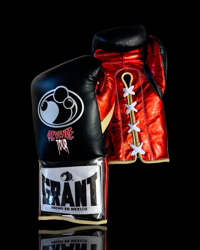 grant boxing gloves black/red/gold front view professional boxing gear premium quality