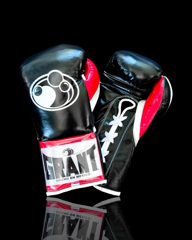 grant boxing gloves black/red/white front view premium leather fight gear