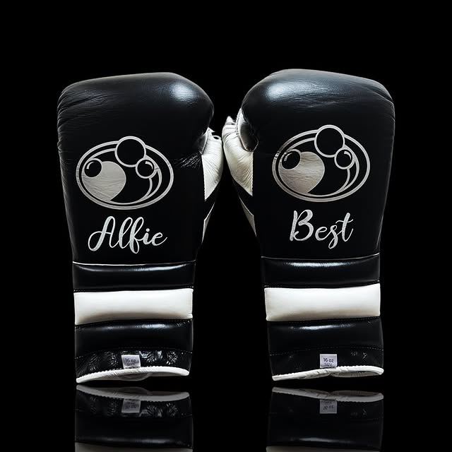 grant boxing gloves black/white back view premium fight gloves for athletes