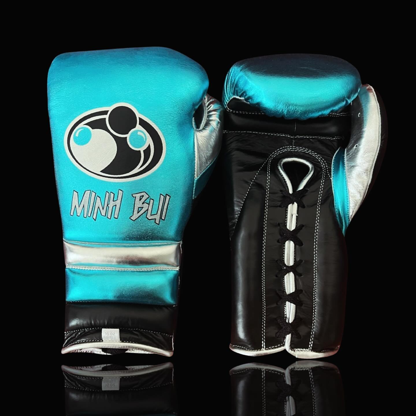 grant boxing gloves blue/black/silver front view premium leather professional training gloves