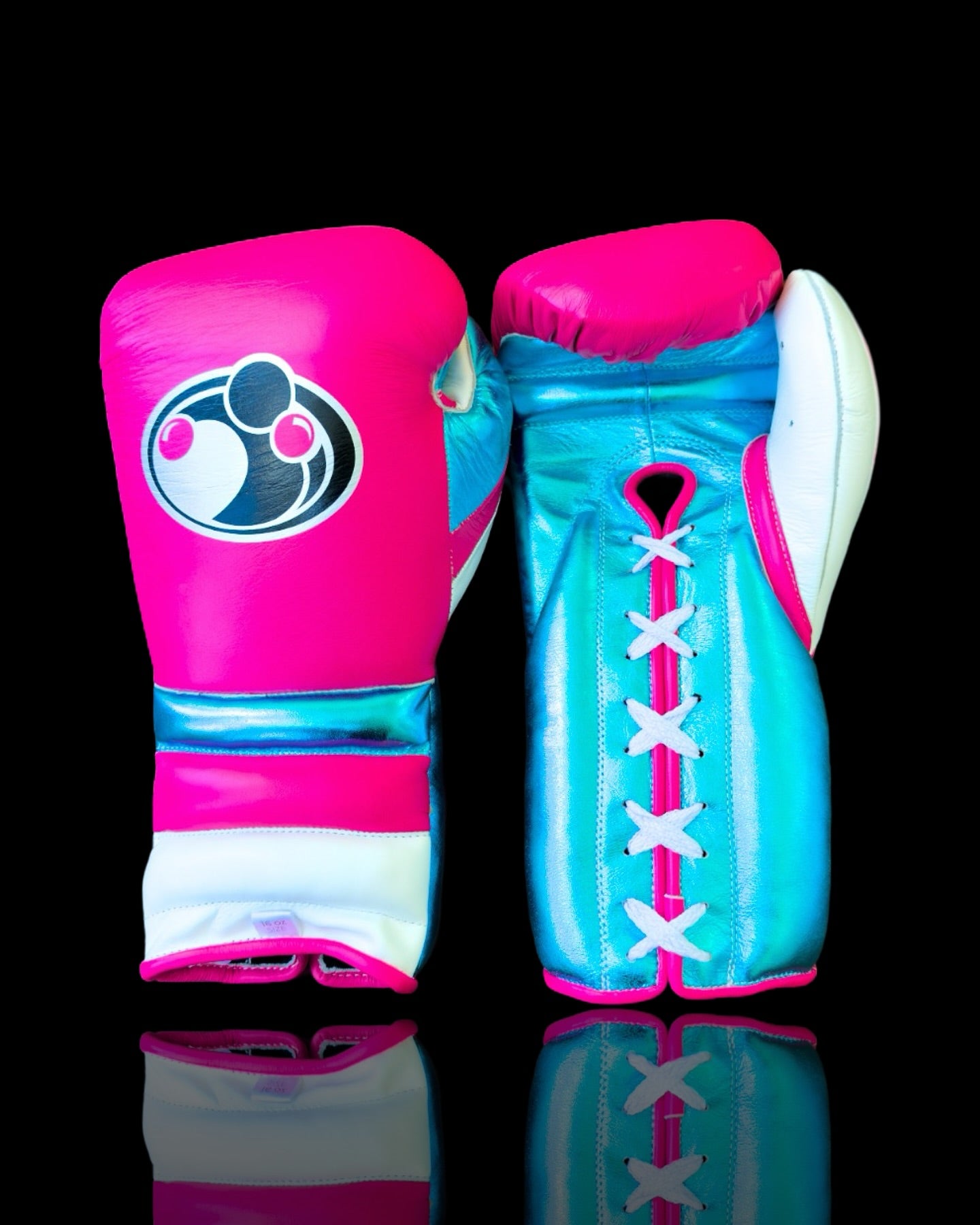 grant boxing gloves blue/pink/white front view premium leather fight gear