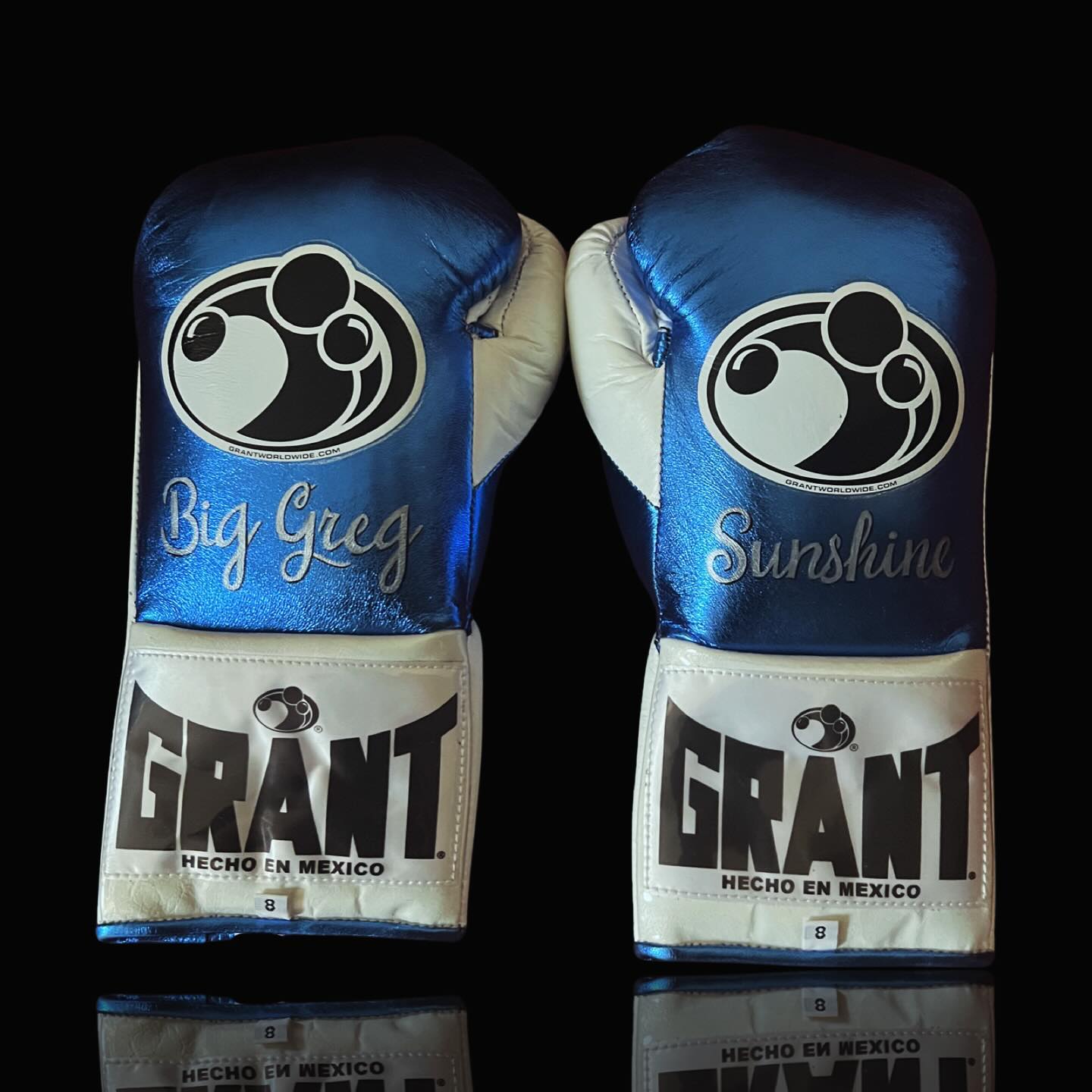 grant boxing gloves blue/white back view premium fight gloves for athletes