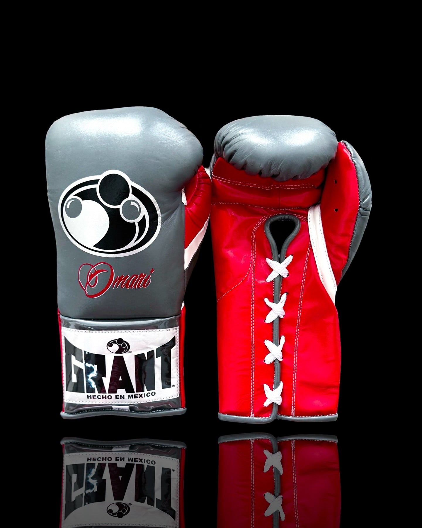 grant boxing gloves grey/red/white front view for heavy bag and sparring