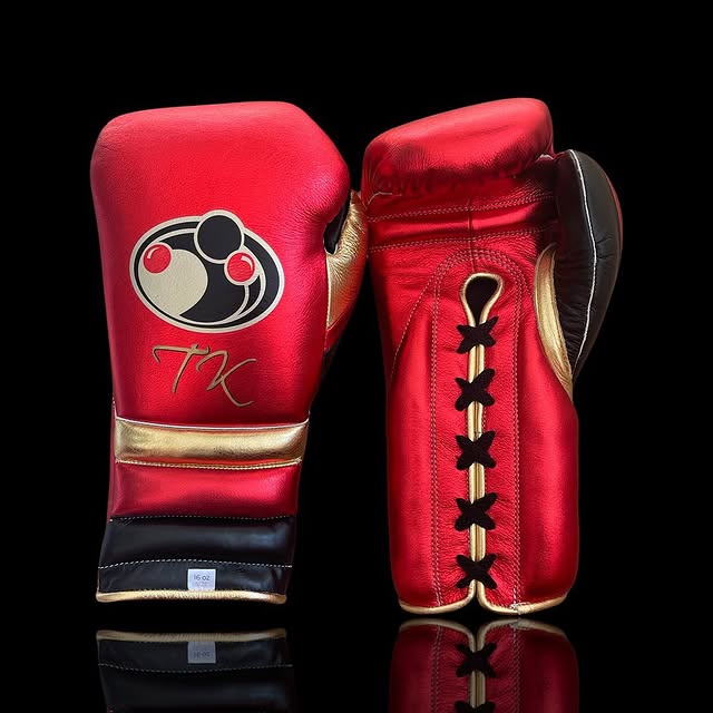 grant boxing gloves red/black/gold front and back view premium leather fight gear
