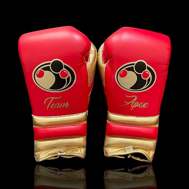 grant boxing gloves red/gold back view lace up high quality sparring gloves