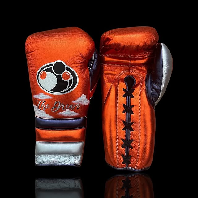 grant boxing gloves orange/grey/silver front and back view custom name boxing training gloves