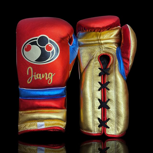 grant boxing gloves red/blue/gold front view custom name boxing training gloves