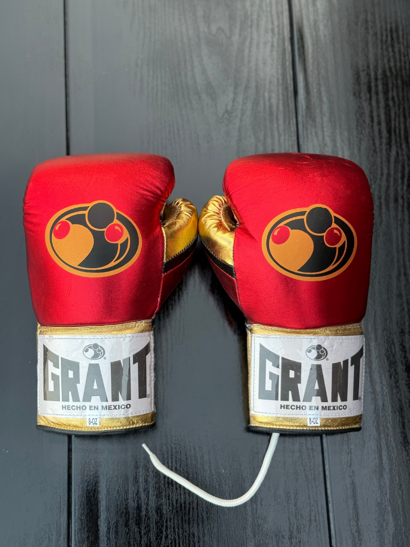 grant boxing gloves red/gold/black back view professional boxing gear premium quality