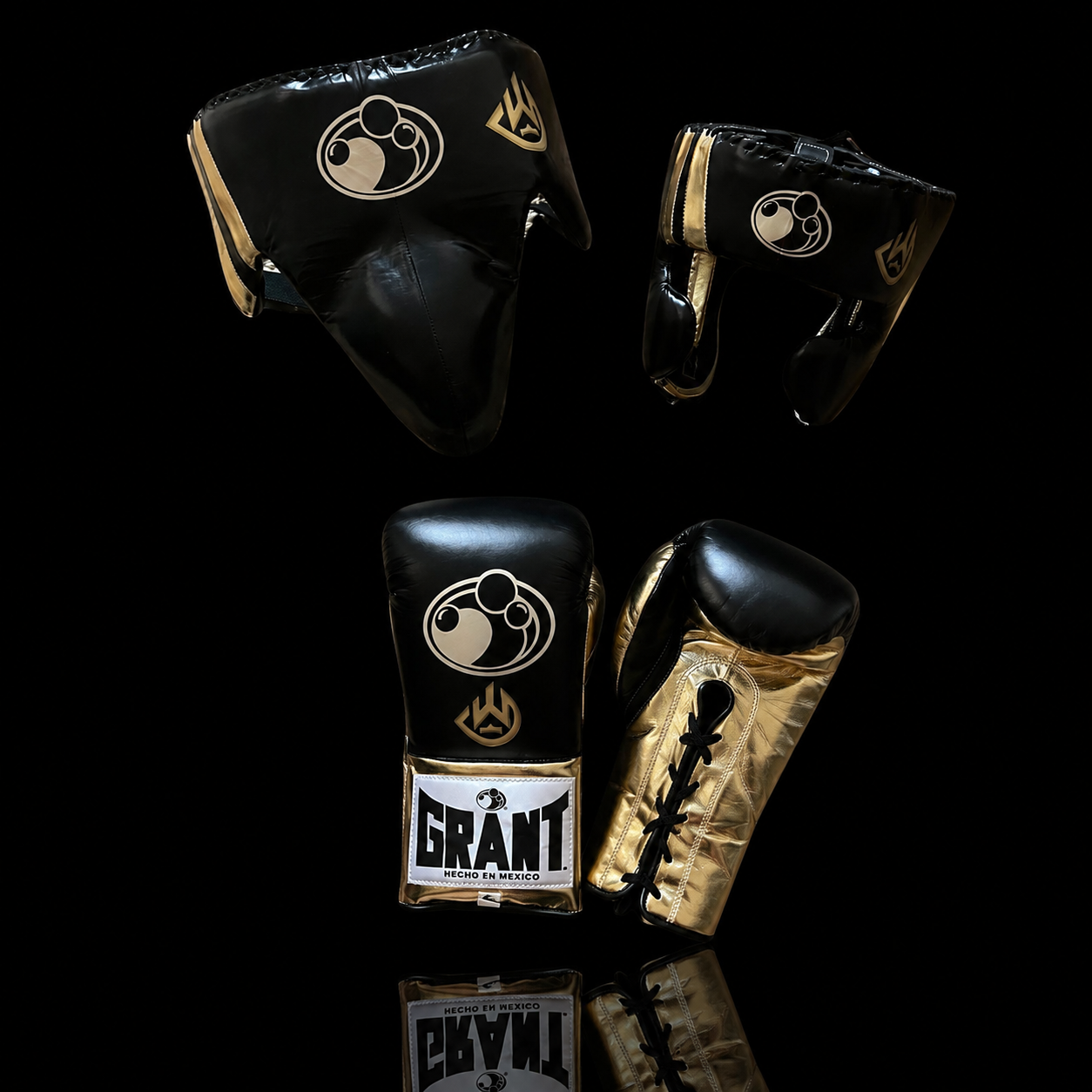 Grant Boxing Set Black/Gold Customizable Leather