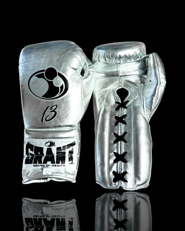 grant boxing gloves silver front view premium fight gloves for athletes