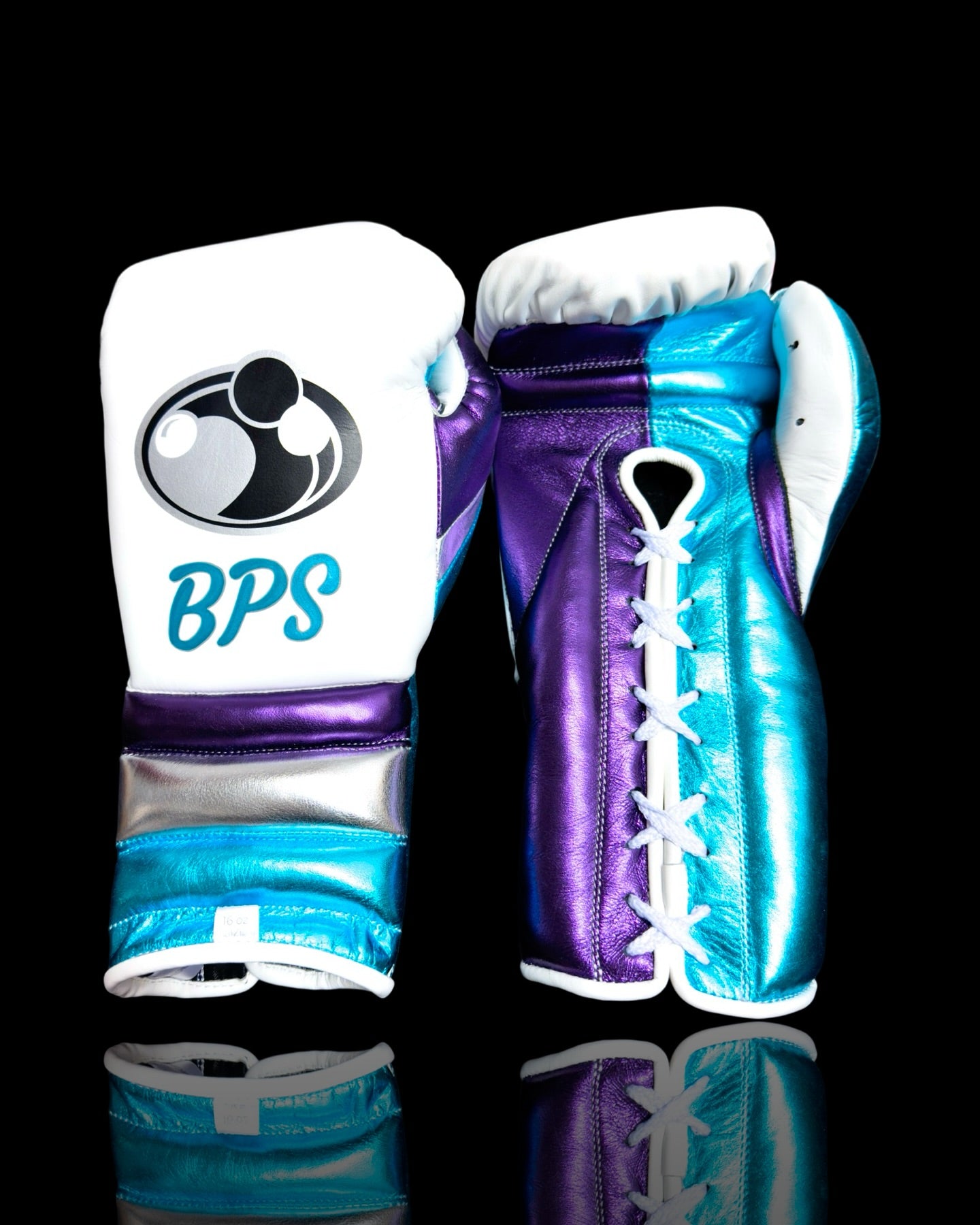 grant boxing gloves white/blue/purple front view lace up high quality sparring gloves