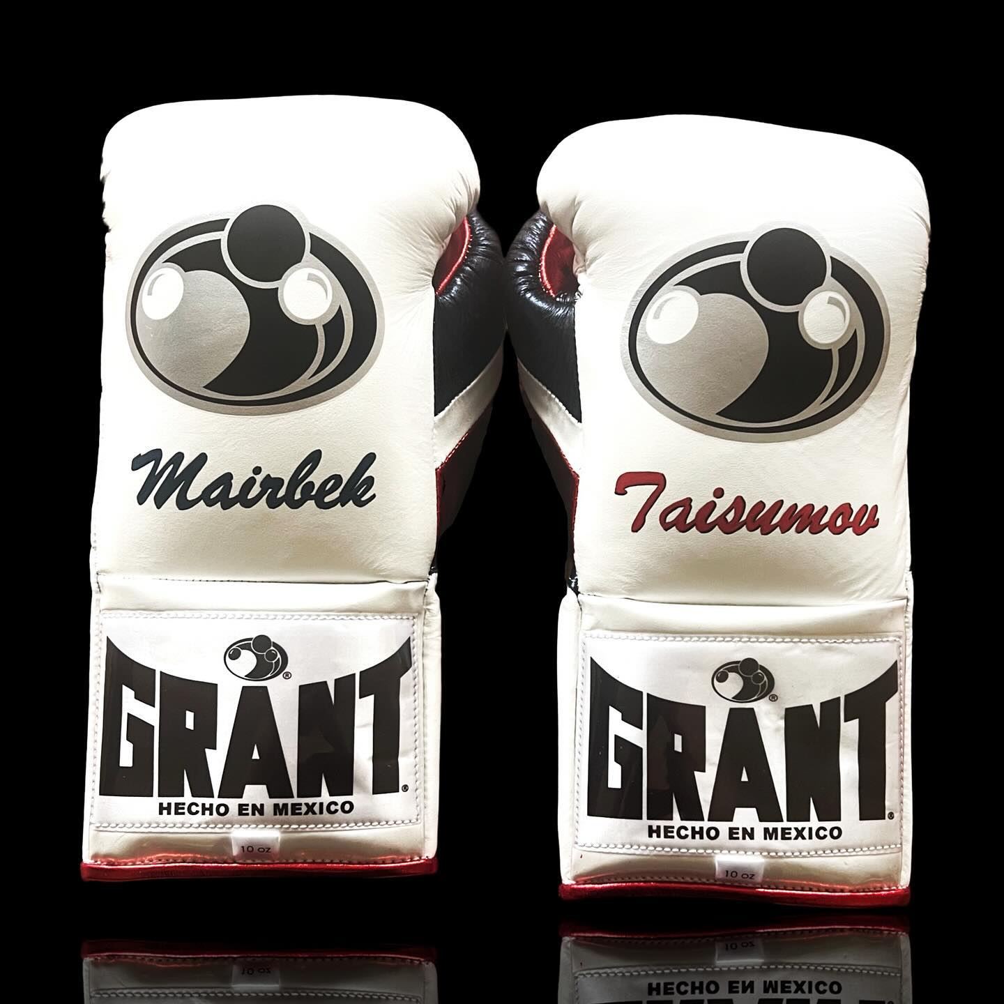 grant boxing gloves white/red/black back view professional boxing gear premium quality