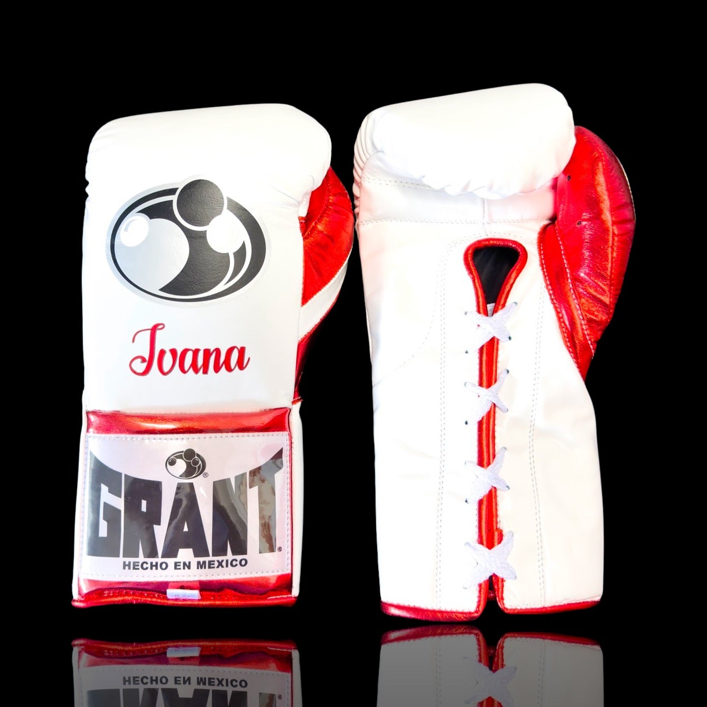 grant boxing gloves white/red front view professional sparring and training gear