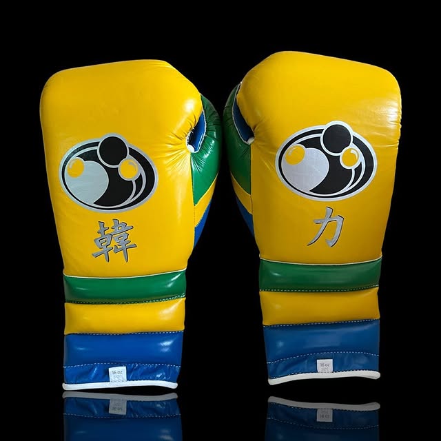 grant boxing gloves yellow/black/blue back view professional sparring and training gear