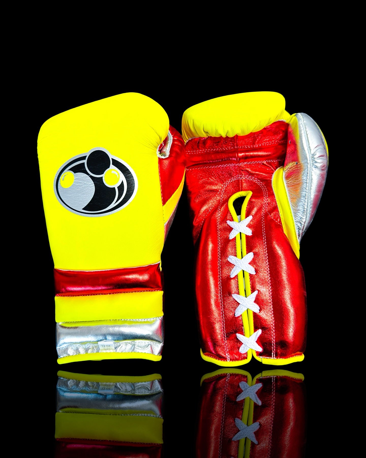 grant boxing gloves yellow/red/silver front view professional boxing gear premium quality