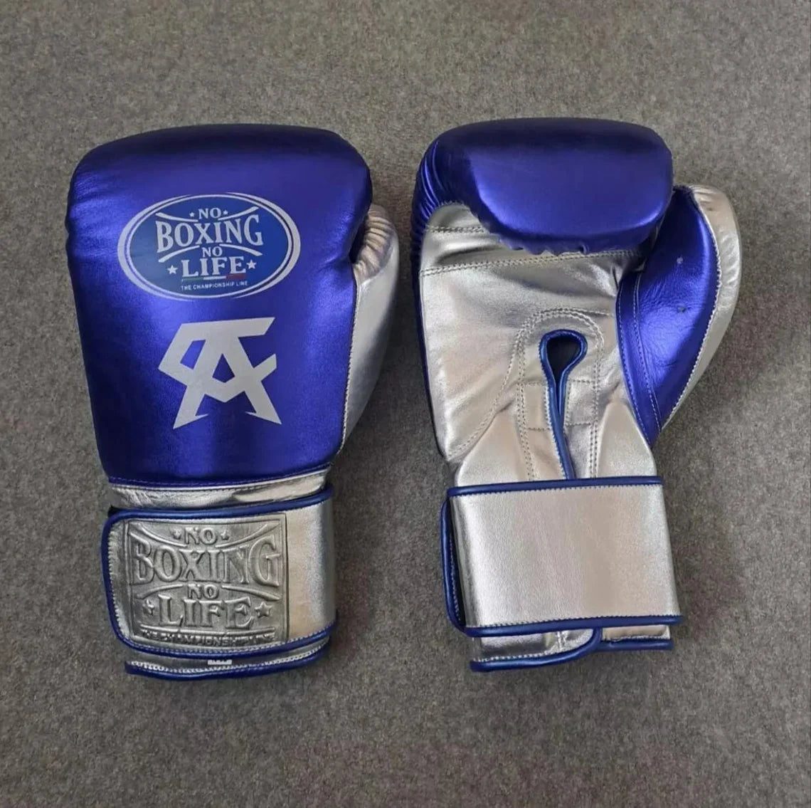 No Boxing No Life Boxing Gloves Blue/Silver Boxing Training