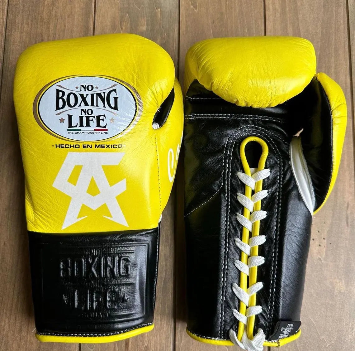 No Boxing No Life Boxing Gloves Yellow/Black Durable Leather