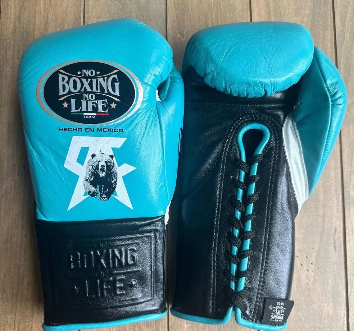No Boxing No Life Boxing Gloves Sky-Blue/Black Comfort Leather