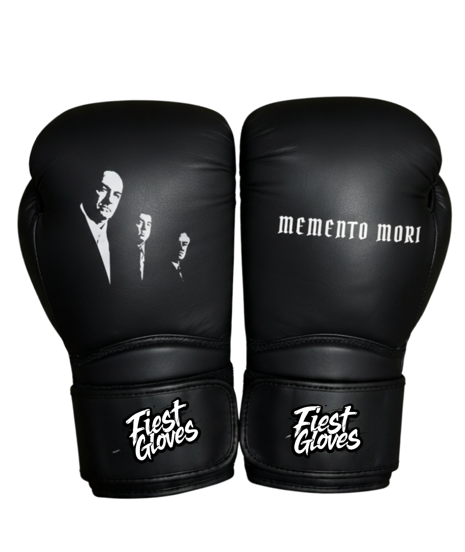 Fiest Winning Style Boxing Gloves Black Leather Velcro