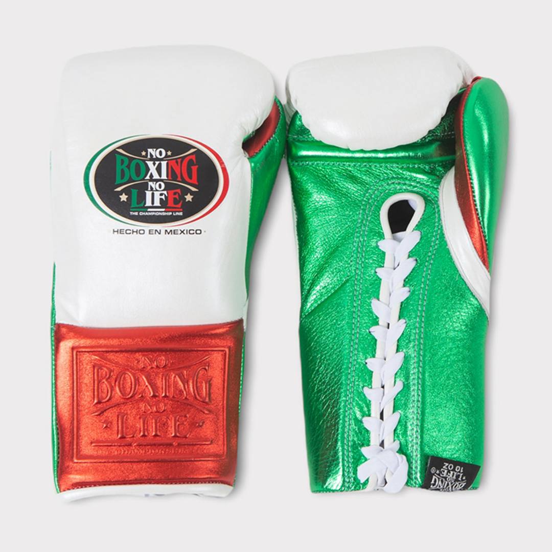 No boxing no life White/Green boxing gloves, premium soft-padding training gear