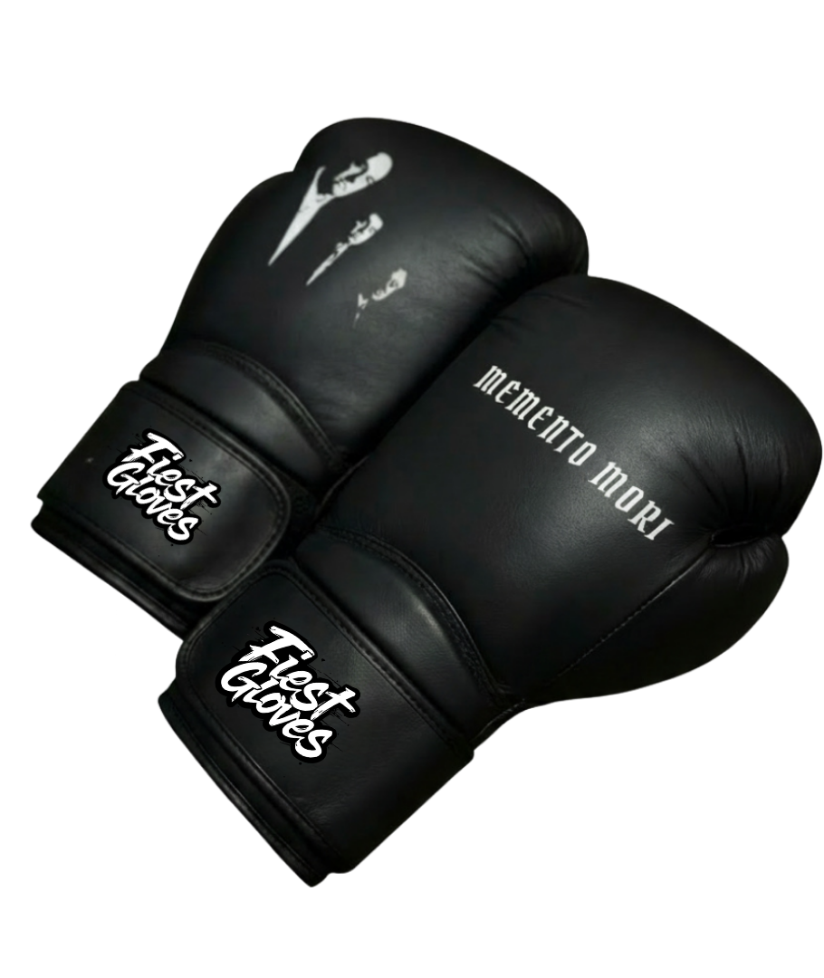 Fiest Winning Style Boxing Gloves Black Leather Velcro