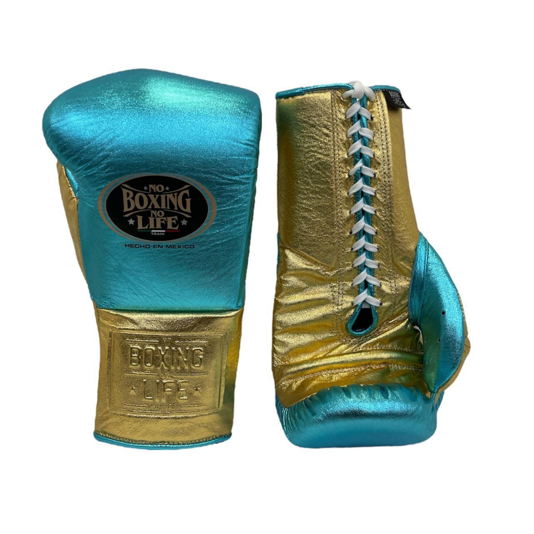 No boxing no life Blue/Gold boxing gloves 4-24oz , premium soft-fit sparring gear