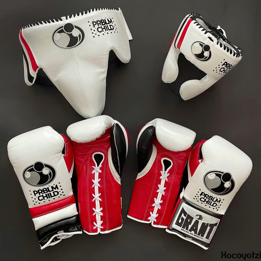 Boxing Gloves Set, White/Red Boxing set, Boxing Head Guard