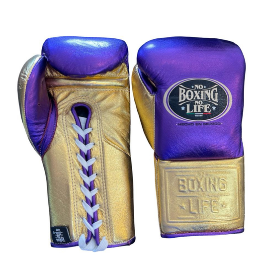 No boxing no life Gold/Blue boxing gloves, premium soft-padding sparring training gear