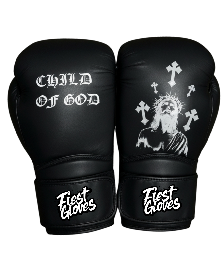 Fiest Winning Style Boxing Gloves Black 16oz Velcro