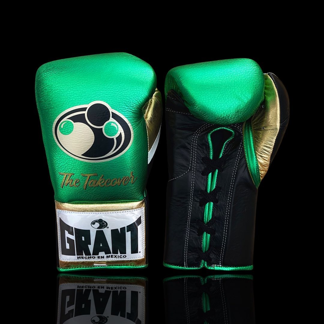 Grant Boxing Gloves Set | Professional Training Gear | Customizable - Headguard & Groinguard | Green/Black/Gold