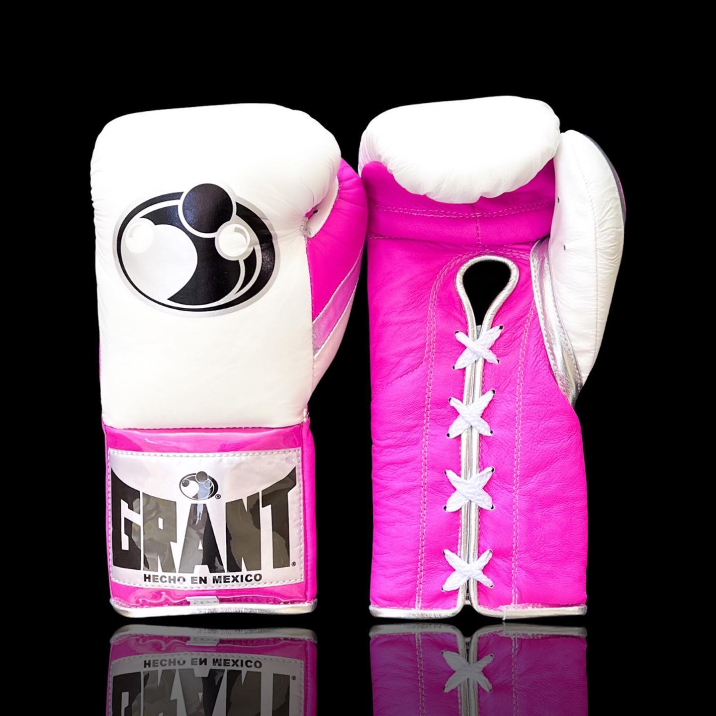 Grant Boxing Gloves White/Pink/Silver Secure Fit Leather