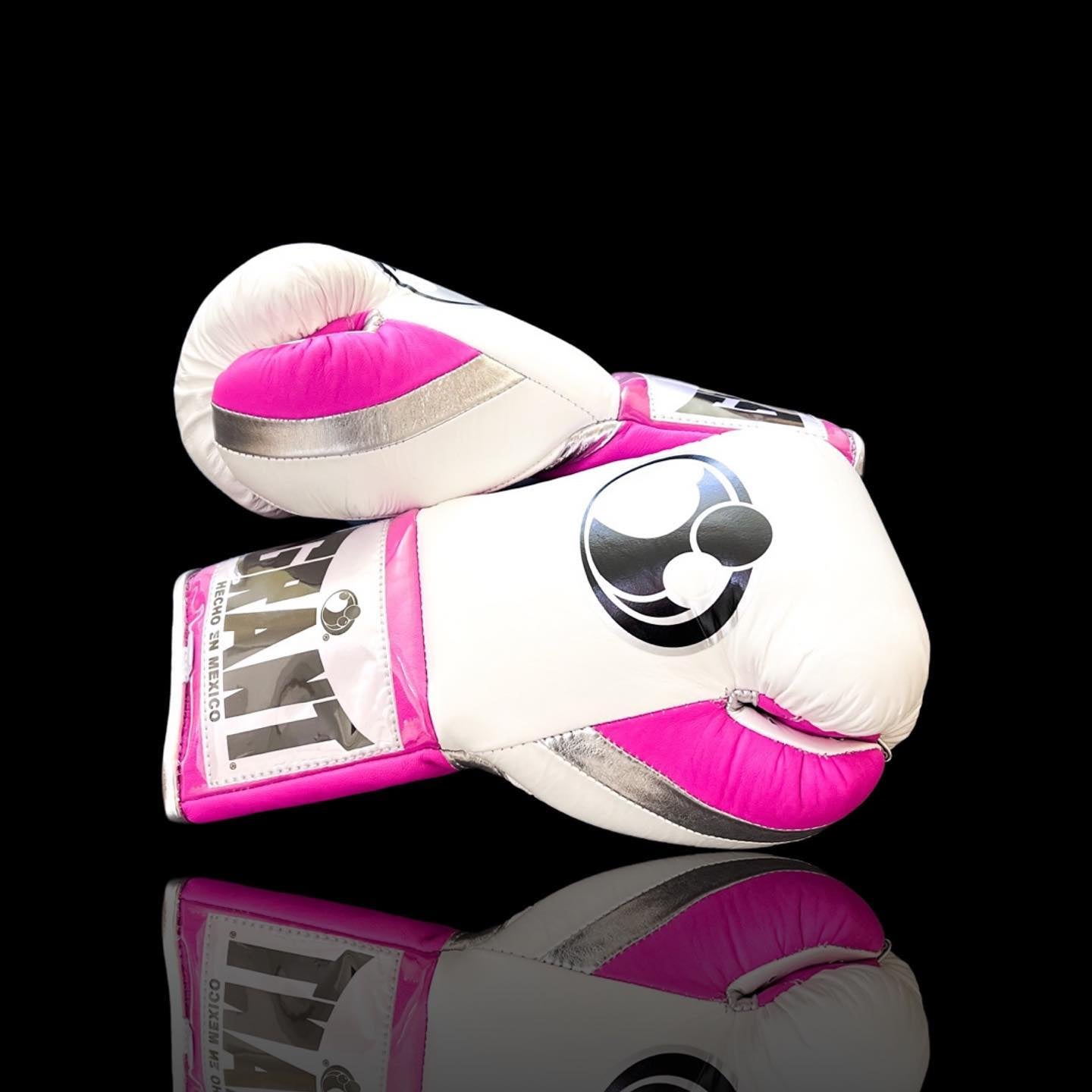 Grant Boxing Gloves White/Pink/Silver Secure Fit Leather
