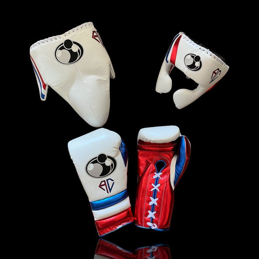 Boxing Gloves Set, White Boxing set, Boxing Head Guard