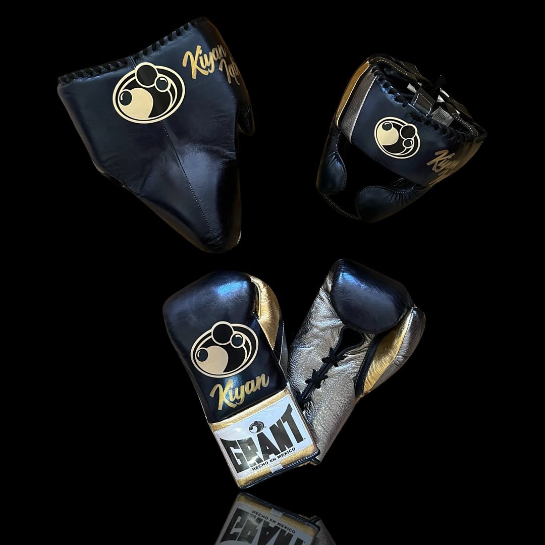Boxing Gloves Set, Brown/Gold Boxing set, Boxing Head Guard