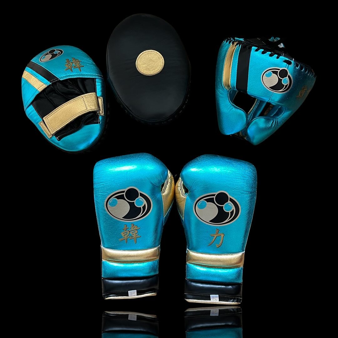Boxing Gloves Set, Blue/Gold Boxing set, Boxing Head Guard