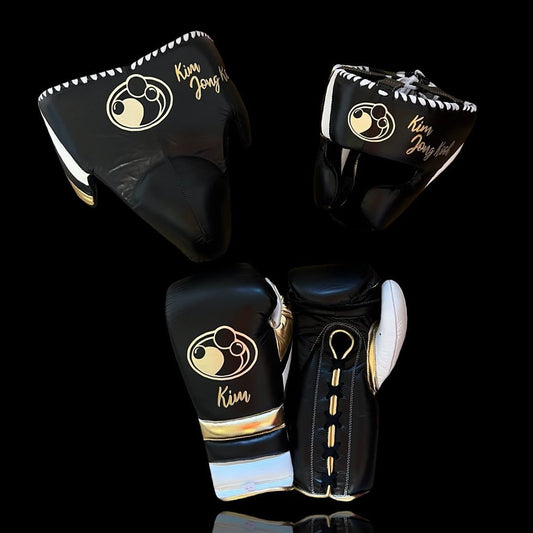 Boxing Gloves Set, Brown/Gold Boxing set, Boxing Head Guard