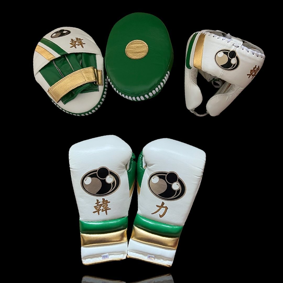 Boxing Gloves Set, Green/White Boxing set, Boxing Head Guard