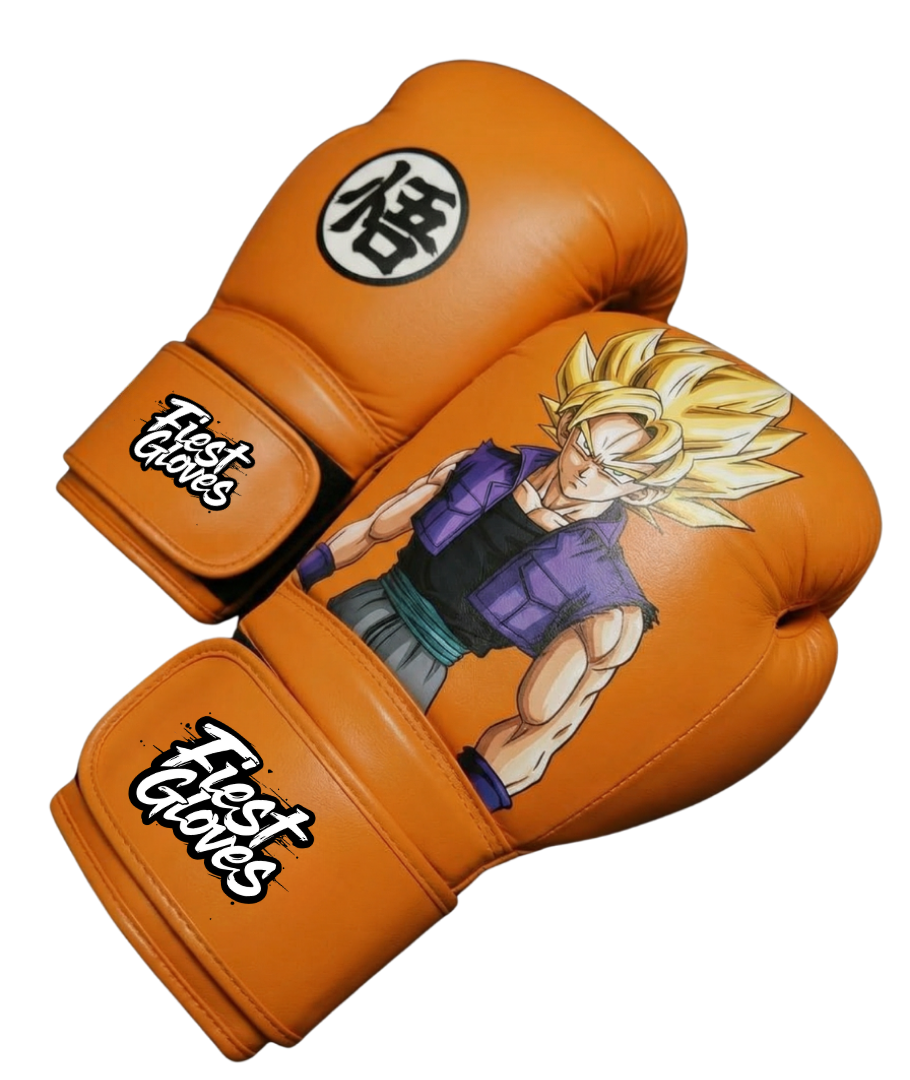 Fiest Winning Style Boxing Gloves Orange Top-Grade Leather Velcro