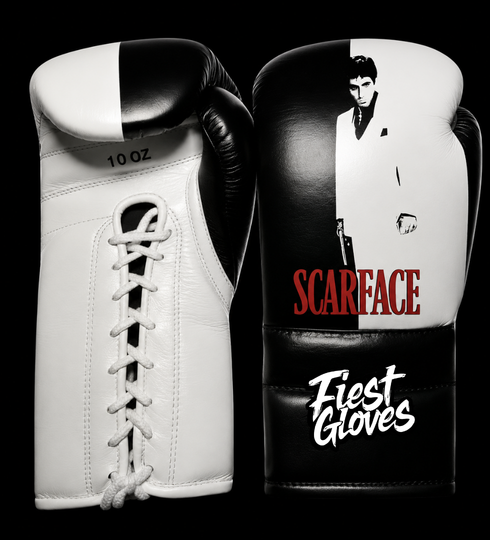 Fiest Winning Style Boxing Gloves Black/White 16oz Lace-Up