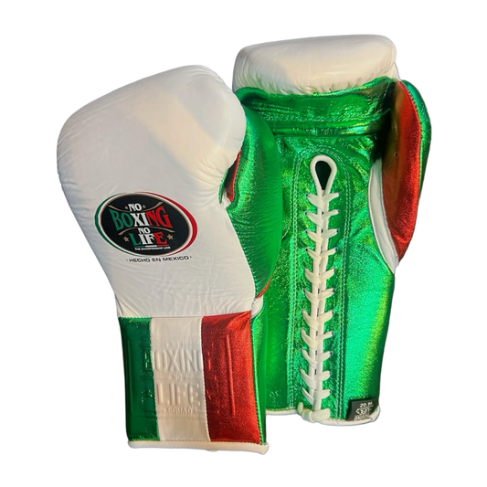No boxing no life White/Green boxing gloves 4-24oz , premium soft-fit sparring gloves