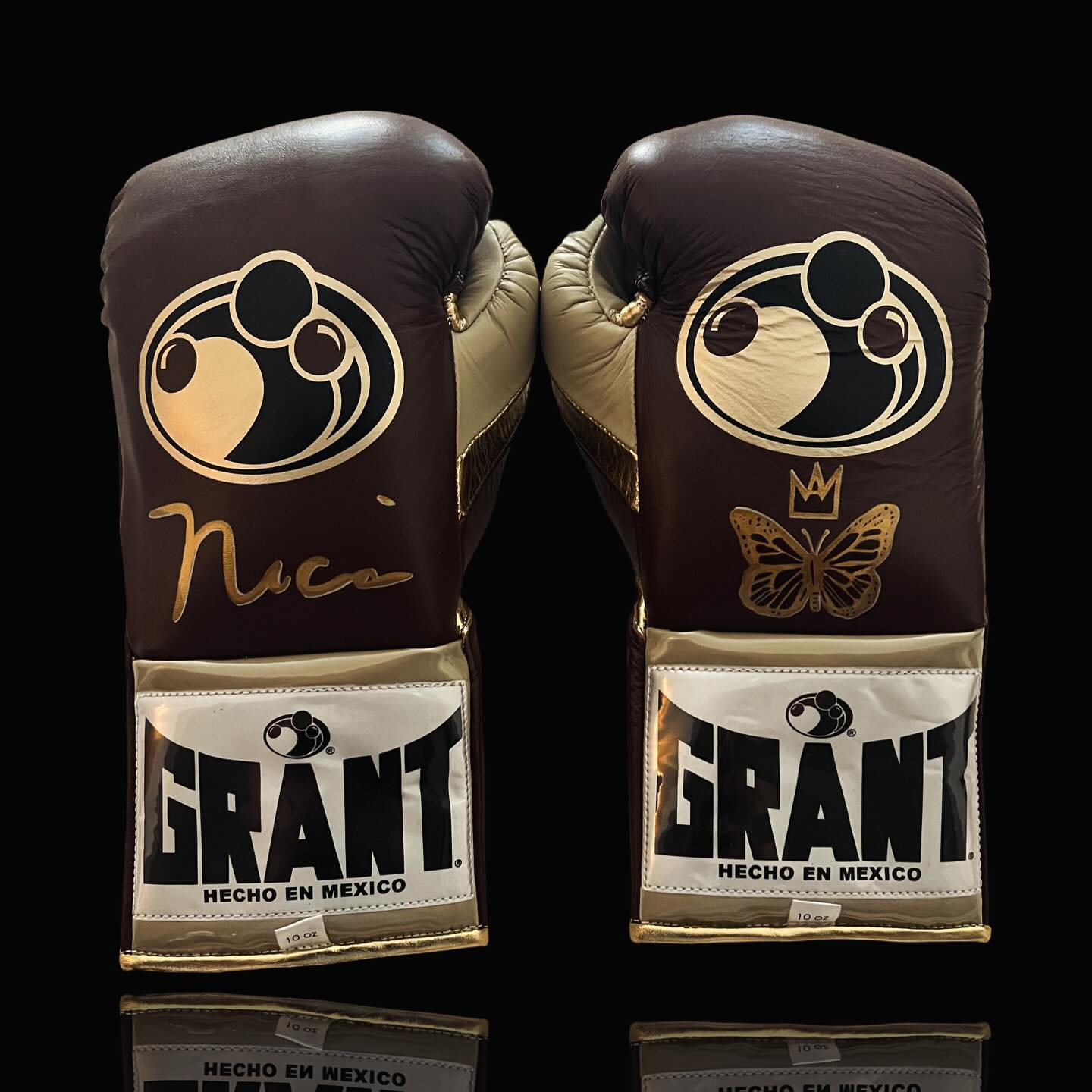 Boxing Gloves Set, Brown/Gold Boxing set, Boxing Head Guard