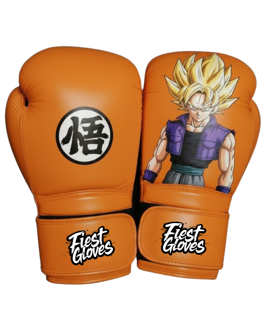 Fiest Winning Style Boxing Gloves Orange Top-Grade Leather Velcro